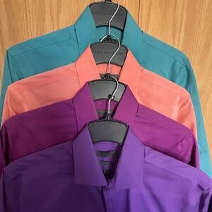 Men's Vibrant Dress Shirts Set - Teal, Coral, Purple